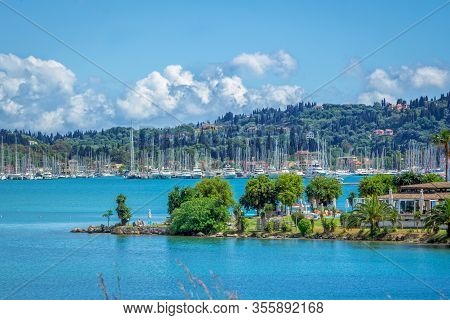 Corfu Island/greece- May 5, 2019: Beautiful Summer Landscape With Sea Resort - Hotel With Pool, Gree