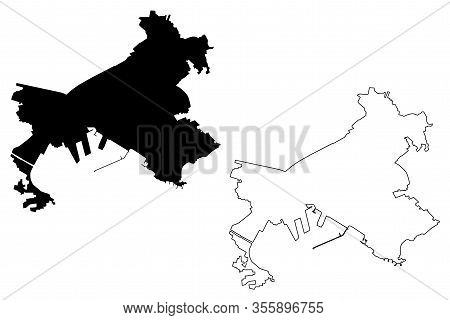 Volos City (hellenic Republic, Greece, Hellas, Thessaly) Map Vector Illustration, Scribble Sketch Ci
