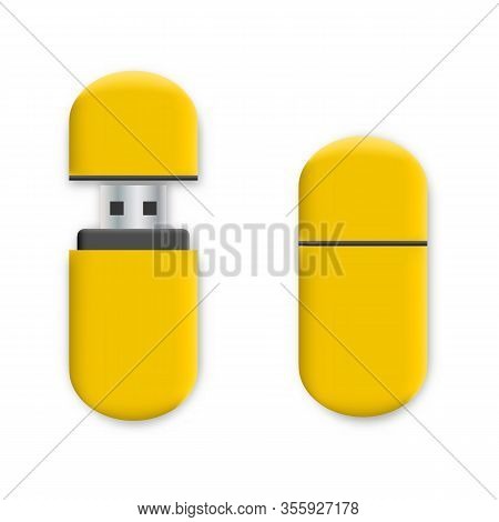 Photo Realistic Mock-up Flash Drive. Template For Branding And Corporate Identity. Design Elements O