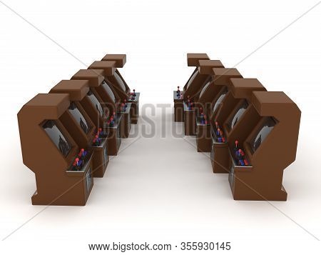 3D Rendering Of Retro Video Game Arcade