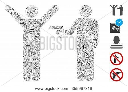 Hatch Mosaic Based On Crime Robbery Icon. Mosaic Vector Crime Robbery Is Composed With Scattered Hat