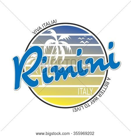 Rimini Beautiful City In Europe. Vector Cartoon Illustration