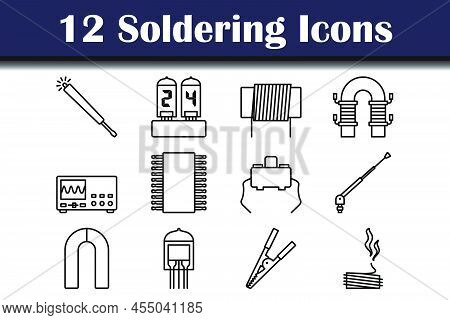 Soldering Icon Set. Bold Outline Design With Editable Stroke Width. Vector Illustration.