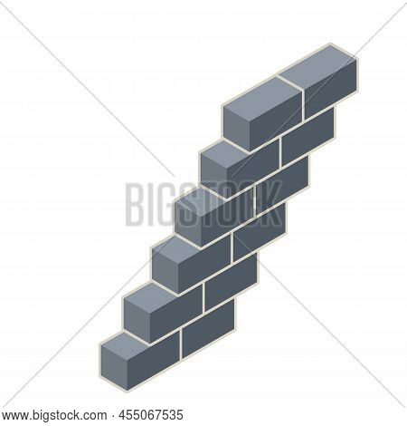 Brick Stairs To The Top. Construction Of Buildings. Material For Repair. Isometric View