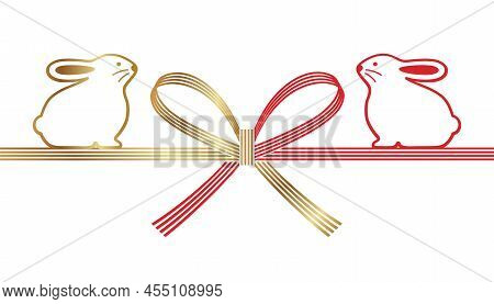 Mizuhiki - Japanese Decoration Strings - For The Year Of The Rabbit Vintage Greeting Symbol. Vector 