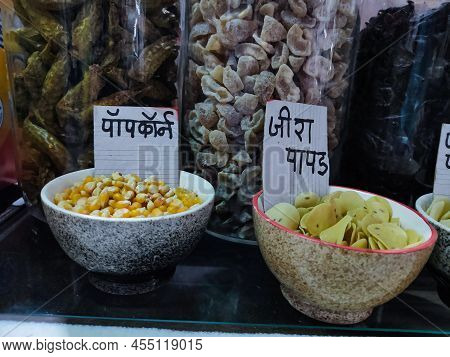 Kolhapur,india- December 4th 2020; Stock Photo Of Indian Grocery Store Or Kirana Store, Verity Of Fo