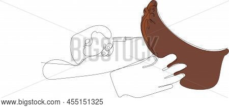 Continuous Drawing Of One Line Of Doctor Injects The Patient In The Foot Area Of The Sole Against Hy