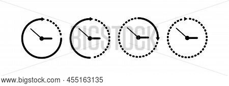 Set Timer Icon, Hour Time With Arrows And Circle Watch, Stopwatch. Service 24 Hours Day. Deadline, R