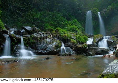 Curug Grenjengan Kembar. Grenjengan Kembar Waterfall Located At Magelang Regency, Central Java. Natu
