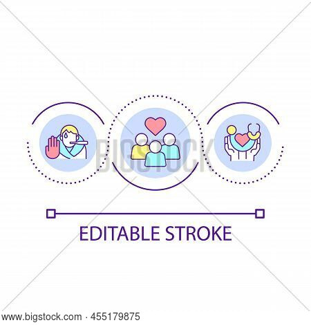 Community Based Medical Care Services Loop Concept Icon. Disease Prevention. Social Assistance Abstr