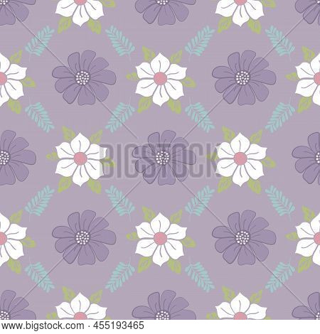 Lavender Floral Repeat Pattern Vector Print Pattern