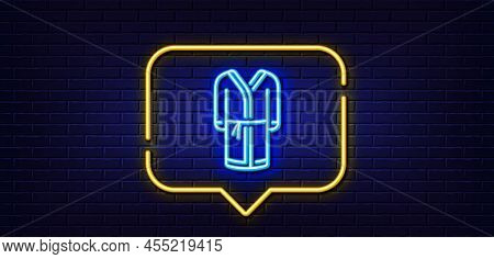 Neon Light Speech Bubble. Bathrobe Line Icon. Housecoat Robe Sign. Fabric Dressing Gown Symbol. Neon