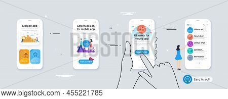 Engineering Team, Blocked Card And Wholesale Inventory Line Icons For Website, Printing. Phone Ui In