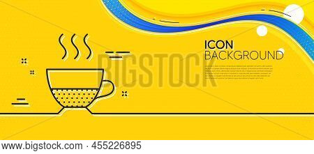 Doppio Coffee Icon. Abstract Yellow Background. Hot Drink Sign. Beverage Symbol. Minimal Doppio Line