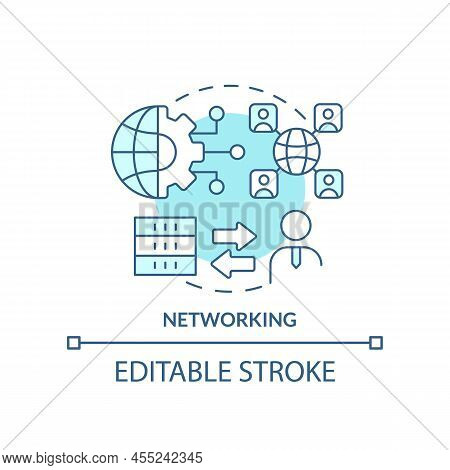 Networking Turquoise Concept Icon. Client Server Network. Programming Skills Abstract Idea Thin Line