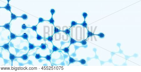 Molecule 3d Illustration. Crystal Lattice Under A Microscope. Cell Membrane Medical Background. Labo