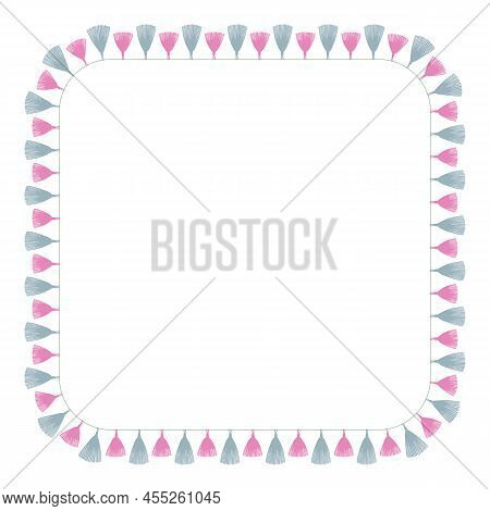 Festive Tassel Frame. Square Decorative Border With Tassels.