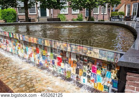 Harderwijk, Netherlands - May 22, 2022: Colorful Cascade On The Market Square Of Harderwijk, Netherl