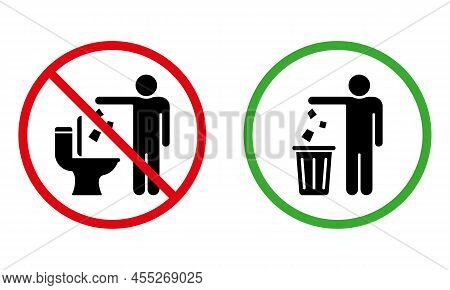 Please Keep Clean Silhouette Sign. Forbidden Drop Rubbish Sticker. Allowed Throw Litter, Garbage In 