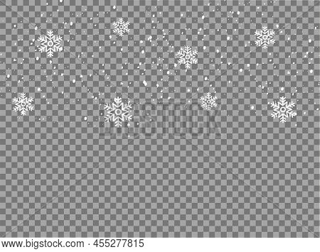 Realistic Falling Snow Or Snowflakes. Isolated On Transparent Background - Stock Vector