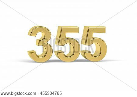 Golden 3d Number 355 - Year 355 Isolated On White Background - 3d Render