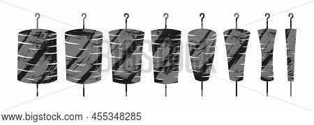 Logo Constructor For Doner, Kebab, Barbecue, Grill Party Logo Set. Vector Stock Illustration Isolate