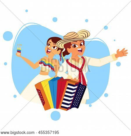 Isolated Cumbia Dancer Colombian Culture Vector Illustration