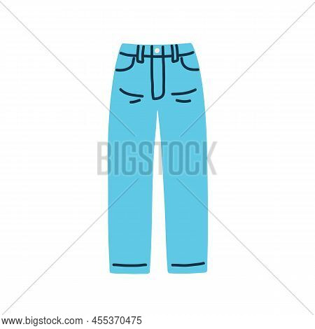 Modern Jeans Pants. Denim Fabric Trousers. Female Garment, Cotton Clothes. Casual Women Apparel. Tre
