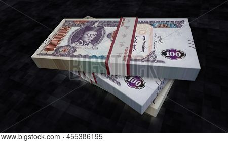 Mongolian Togrog, Tugrik Money Banknotes Pack 3D Illustration