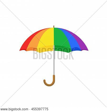 Rainbow Umbrella Isolated On White Background. Umbrella With Rainbow Colors.vector Stock