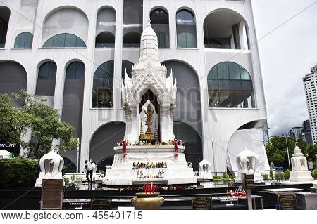 Ancient Trimurti God Statue Or Lord Supreme Trinity Figure In Shrine For Thai People Travelers Trave