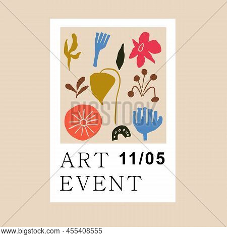Colorful Abstract Scandinavian Floral Shapes Poster Design For Art And Music Event