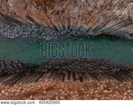 Epic View Of The Studlagil Basalt Canyon, Iceland.
