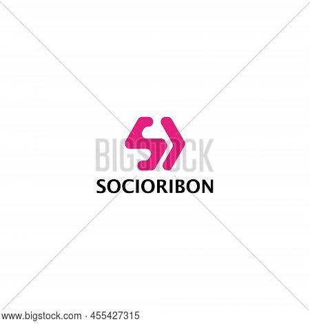 Abstract Initial Letter S And R Logo In Pink Color Isolated In White Background Applied For Artifici