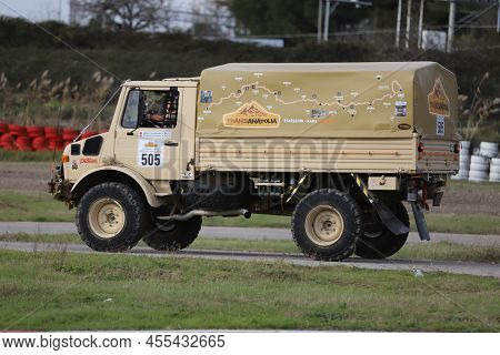 Kocaeli, Turkey - December 26, 2021: Unimog Performance During Turkish Rallycross Championships.