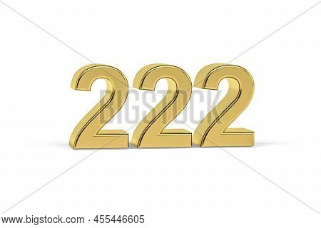Golden 3d Number 222 - Year 222 Isolated On White Background - 3d Render