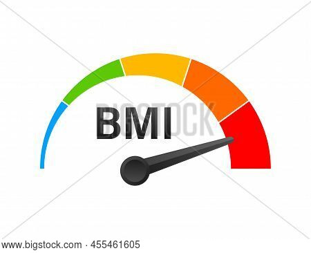 Indikator Bmi On White Background. Chart Concept. Vector Icon.