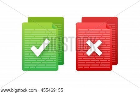 Yes No Check Mark Sign On Clipboard Lined Paper Notebook. Document Icon. Vector Stock Illustration.