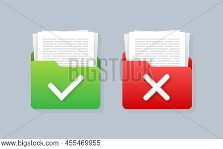 Yes No Check Mark Sign On Clipboard Lined Paper Notebook. Document Icon. Vector Stock Illustration.