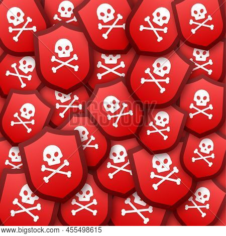 Cyber Security Concept Sticker Pattern. Cyber Security Concept. Virus Protection. Vector Stock Illus