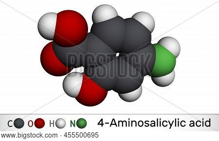 4-aminosalicylic Acid, Para-aminosalicylic Acid Or Pas Molecule. It Is Antibiotic Used To Treat Tube