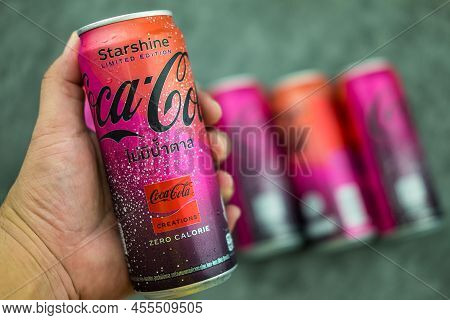 Samut Prakan, Thailand - May 30, 2022 : Coca-cola Starshine, Limited Edition A Unique Packaging Desi