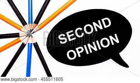 On A Light Background, Multi-colored Pencils And On A Black Background A White Card With The Text Se