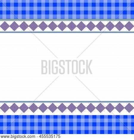 Abstract Geometric Shape With Blue Plaid Background