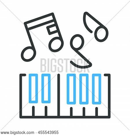 Icon Of Piano Keyboard. Editable Bold Outline With Color Fill Design. Vector Illustration.