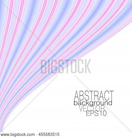Violet, Magenta Curved Stripes. Multicolored Pinstripe Pattern, White Background. Smooth Gradient, B