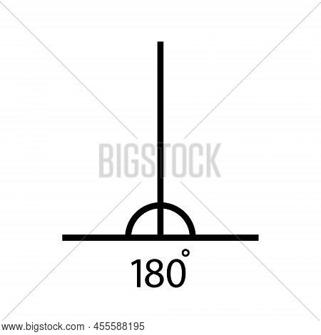180 Degree Angle. Icon Of Right Angle With 180 Degree. Symbol Of Measure, Mathematical, Geometric An
