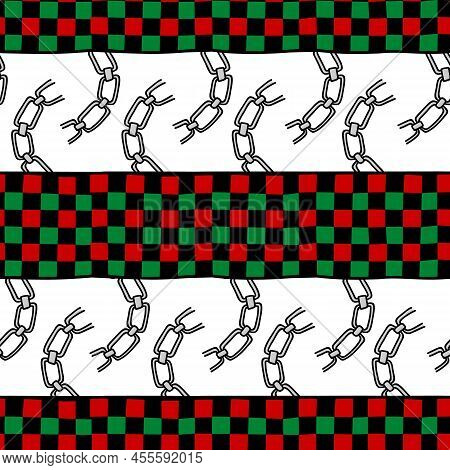 Juneteenth Seamless Pattern. Print For Textile, Covers, Surface. Retro Stylization Like A Traditiona