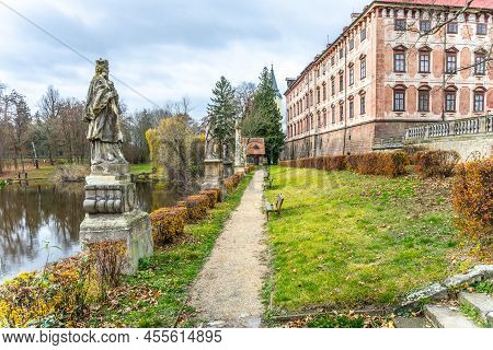 Libochovice Chateau - Baroque Historical Building With Beautiful Park Located In Central Bohemian Up