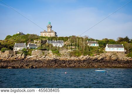 Chausey Island Coast And Lighthouse In Brittany, France